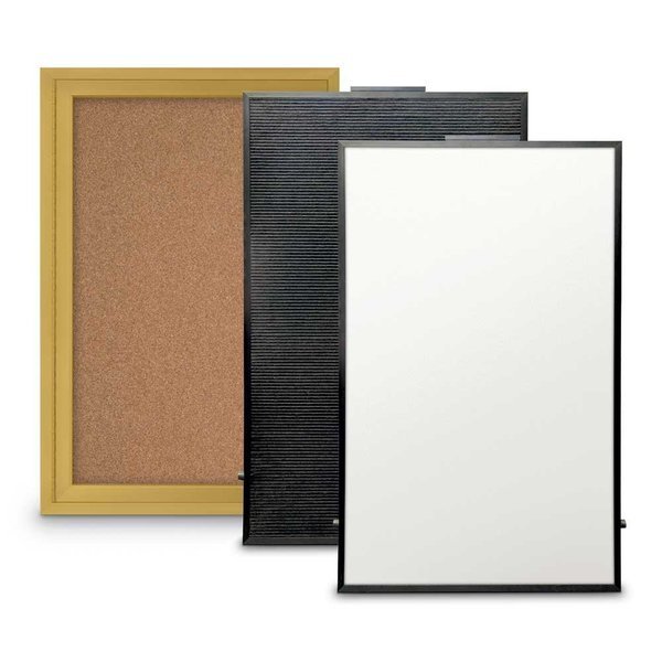 Corkboard, Fabric, Gold/Pumc, 1 Door, 48x48, UNITED VISUAL PRODUCTS, Mfr# UV3035-GOLD-PUMICE